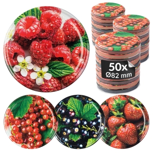 50x zakrętka wieczko OWOCE MIX fi 82 mm na słoiki, słoje