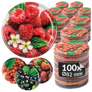 100x zakrętka wieczko OWOCE MIX fi 82 mm na słoiki, słoje