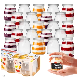 96x Słoiczki szklane 160ml z zatyczką na deserki, sosy, degustacje do deserów, galaretek