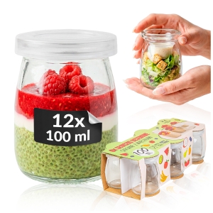 12x Słoiczek szklany 100ml z zatyczką na deserki, sosy, degustacji, deserów, galaretek