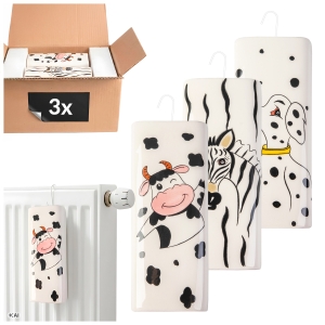 3x Ceramiczny nawilżacz powietrza na kaloryfer, grzejnik - zwierzęta