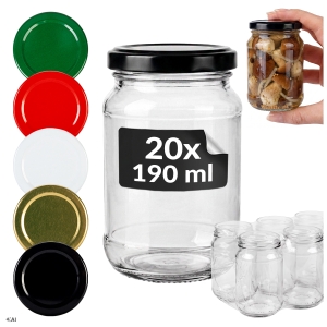 20x Słoiki szklane 190 ml Jacuś na przetwory, dżemy, konfitury, miód + GRATIS