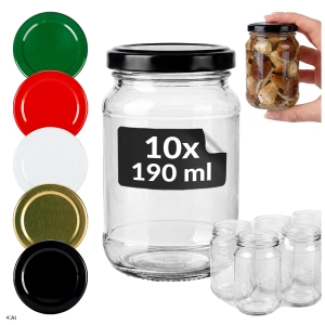 10x Słoiki szklane 190 ml Jacuś na przetwory, dżemy, konfitury, miód + GRATIS