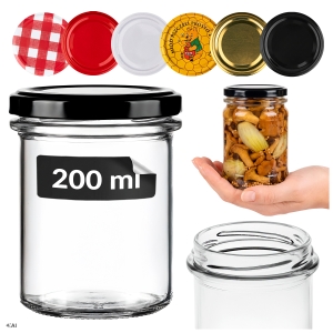 Słoik szklany 200 ml Prosty z rantem na przetwory, dżemy, miód, grzyby + GRATIS
