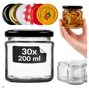 30x słoik szklany 212ml na miód, konfitury, dżem, przetwory
