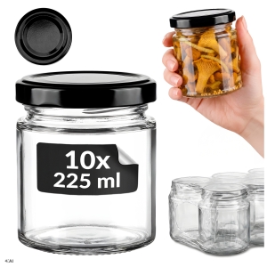 Zestaw 10 sztuk - Słoik szklany 225 ml na miód, syropy, dżem, konfitury