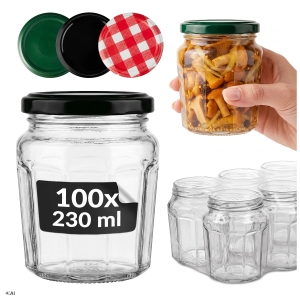 100x Słoiki szklane 230 ml Konfitura na dżemy, miody, przetwory, powidła + GRATIS