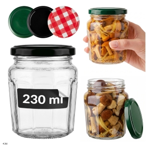 Słoik szklany 230 ml Konfitura na dżemy, miody, przetwory, powidła + GRATIS