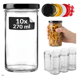 10x Słoiki szklane 277 ml Prosty z rantem na przetwory, dżemy, miód, grzyby + GRATIS