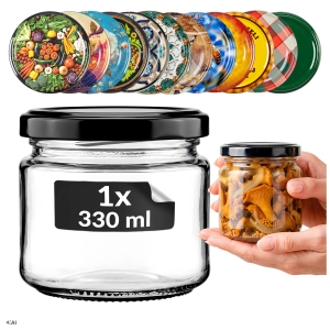 Słoik szklany 330 ml na przyprawy, dżem, konfitury, miód, grzyby + GRATIS