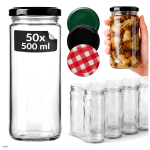 50x słoik szklany 500ml wysoki na przetwory, szparagi, oliwki