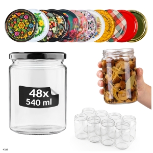 Zestaw 48 sztuk - słoik szklany 540 ml na przetwory, dżemy, miód, powidła