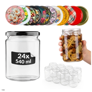 24x słoik szklany 540ml na przetwory, dżemy, miód, powidła