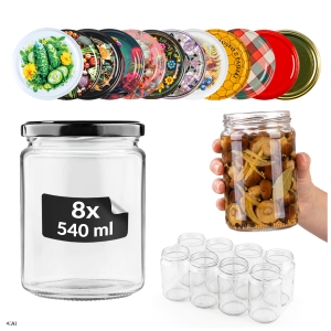 8x słoik szklany 540ml na przetwory, dżemy, miód, powidła + GRATIS
