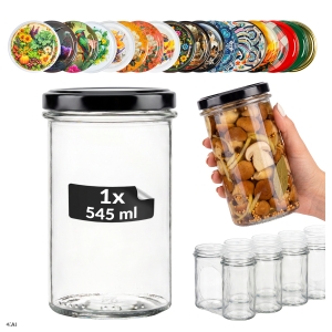 Słoik szklany 545 ml Prosty z rantem na grzyby, przetwory, dżemy, mięso + GRATIS