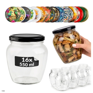 16x słoik szklany 550ml Amfora na przetwory, grzyby, dżemy, miód