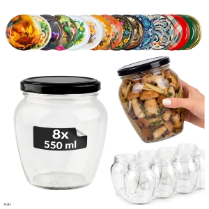 8x słoik szklany 550ml Amfora na przetwory, dżemy, grzyby, miód + GRATIS