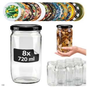 8x słoik szklany Franko 720ml na przetwory, miód, grzyby + GRATIS!