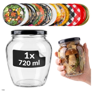 Słoik szklany 720 ml Amfora na grzyby, przetwory, konfitury, miód + GRATIS