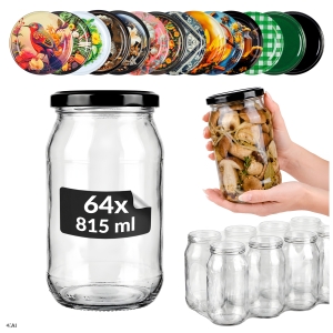 64x słoik szklany 815ml na przetwory, ogórki, miód, soki
