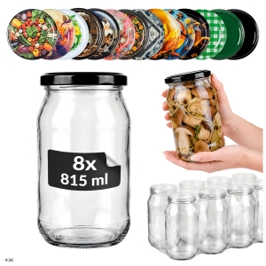 8x słoik szklany 815ml na przetwory, ogórki, miód, soki + GRATIS
