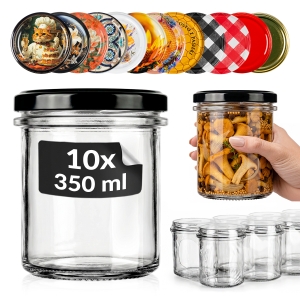 10x słoik szklany 350ml na przetwory, mięso, pasztet, dżem, miód + GRATIS