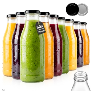 50x butelka Sok 750ml szklana na soki, wodę, mleko, nalewki + GRATIS