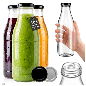 10x butelka Sok 750ml szklana na soki, wodę, mleko, nalewki + GRATIS