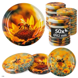 50x zakrętka wieczko Pszczoły MIX fi 82 mm na słoiki, słoje