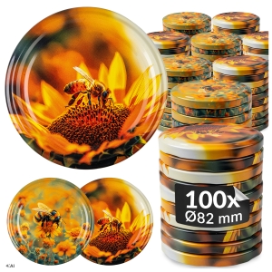 100x zakrętka wieczko Pszczoły MIX fi 82 mm na słoiki, słoje
