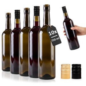 10x butelka Bordeaux 750ml Oliwkowa na zakrętkę na wino, cydr, nalewki, sok