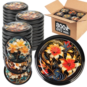 800x zakrętka wieczko fi 82 mm KWIATY ZŁOTE do słoików, na słoiki, słoje – karton