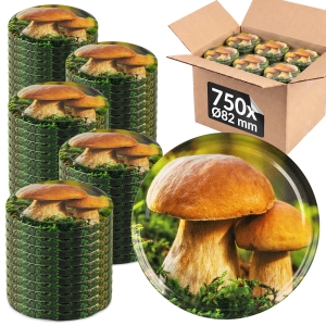 750x zakrętka wieczko fi 82 mm GRZYBY do słoików, na słoiki, słoje – karton