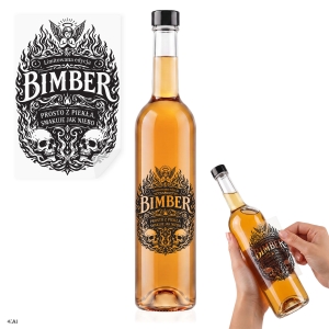 Butelka Futura 500 ml na zakrętkę GPI z etykietą BIMBER1 na nalewki, bimber, trunki