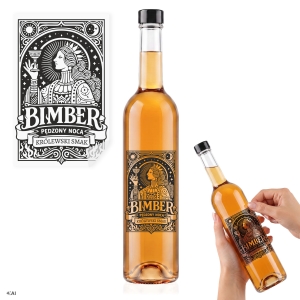 Butelka Futura 500 ml na zakrętkę GPI z etykietą BIMBER2 na nalewki, bimber, trunki
