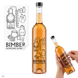 Butelka Futura 500 ml na zakrętkę GPI z etykietą BIMBER4 na nalewki, bimber, trunki