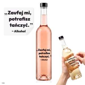 Butelka Futura 500 ml na zakrętkę GPI z etykietą WESELE3 na nalewki, wódkę weselną, bimber