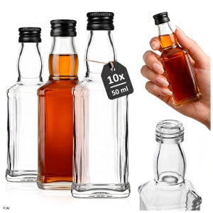 10x Butelka szklana Daniels 50 ml na nalewki, wódkę, bimber, soki z zakrętką
