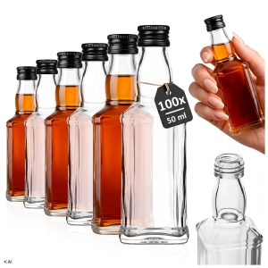 100x Butelka szklana Daniels 50 ml na nalewki, wódkę, bimber, soki z zakrętką