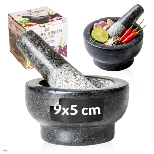 Moździerz granitowy kamienny 9x5cm do ucierania przypraw, soli, pieprzu, pesto