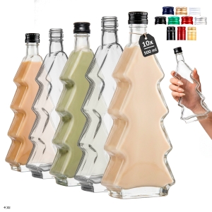 10x butelka Choinka 500ml na nalewki, likier, świąteczna