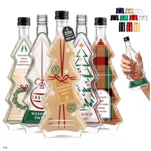 20x Butelka Choinka 500 ml z etykietami WZ na święta, nalewki, likiery, prezent