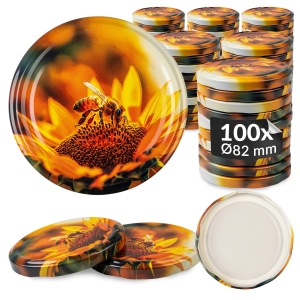 100x zakrętka wieczko Pszczoły fi 82 mm na słoiki, słoje