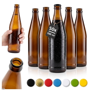 50x Butelka brązowa Vichy 500 ml na piwo, cydr, wodę, soki