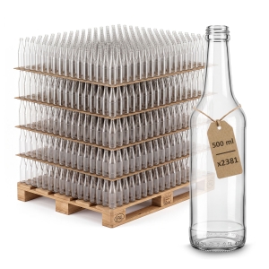 Paleta - 2384x Butelki Monopolowe 500ml z długą szyjką na nalewki, bimber, trunki, alkohole