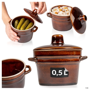 Pojemnik garnek ceramiczny kamionka 0,5L wysoki na ogórki, kapustę, smalec, masło