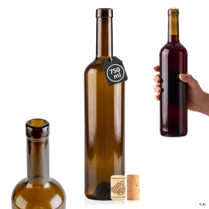Butelka BORDEAUX 750 ml brązowa na wino, cydr, nalewki