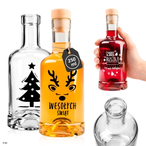 Butelka TADEK 250 ml ze świątecznym nadrukiem na nalewki, likier, bimber
