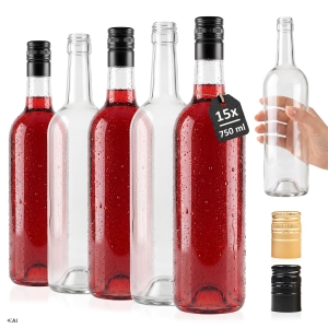 15x butelka Bordeaux  biała 750 ml na zakrętkę na wino