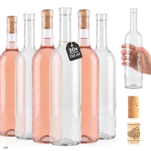 Zestaw 30 sztuk - butelka BORDEAUX 750 ml biała na wino, nalewki, cydr